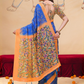 Rajwada Royal Blue And Gold Cotton Printed Saree For Women