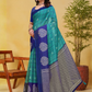 Rajwada Teal Green And Royal Blue Cotton Printed Saree For Women