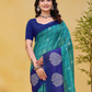 Rajwada Teal Green And Royal Blue Cotton Printed Saree For Women