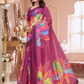 Rajwada Magenta Cotton Printed Saree For Women
