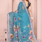 Rajwada Teal Blue Cotton Printed Saree For Women