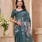 Rajwada Teal Green Cotton Printed Saree For Women