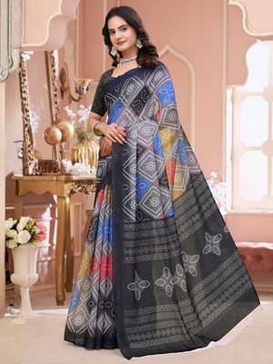 Rajwada Multicolor Cotton Printed Saree For Women