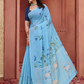 Rajwada Sky Blue Cotton Printed Saree For Women