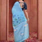 Rajwada Sky Blue Cotton Printed Saree For Women