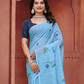 Rajwada Sky Blue Cotton Printed Saree For Women