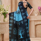 Rajwada Sky Blue And Black Cotton Printed Saree For Women