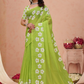 Rajwada Lime Green Cotton Printed Saree For Women