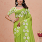 Rajwada Lime Green Cotton Printed Saree For Women