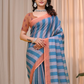 Rajwada Dusty Blue And Peach Cotton Printed Saree For Women