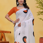Rajwada White Cotton Printed Saree For Women