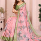 Rajwada Light Pink Cotton Printed Saree For Women