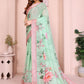 Rajwada Sea Green Cotton Printed Saree For Women