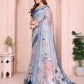 Rajwada Light grey Cotton Printed Saree For Women