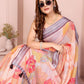 Rajwada Pastel Peach Cotton Printed Saree For Women