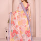 Rajwada Pastel Peach Cotton Printed Saree For Women