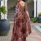 Rajwada Silver And Brown Cotton Blend Printed Saree For Women
