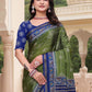 Rajwada Olive Green Cotton Blend Printed Saree For Women