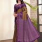 Rajwada Brown And Dark Purple Cotton Blend Printed Saree For Women