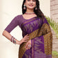 Rajwada Brown And Dark Purple Cotton Blend Printed Saree For Women