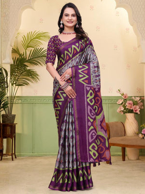 Rajwada Multicolor Cotton Blend Printed Saree For Women