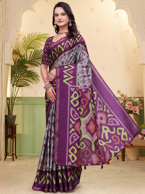 Rajwada Multicolor Cotton Blend Printed Saree For Women