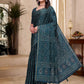 Rajwada Teal Green Cotton Blend Printed Saree For Women