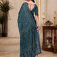 Rajwada Teal Green Cotton Blend Printed Saree For Women