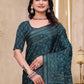 Rajwada Teal Green Cotton Blend Printed Saree For Women