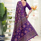 Rajwada Deep Purple Cotton Blend Printed Saree For Women