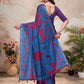 Rajwada Light Blue And Wine Cotton Blend Printed Saree For Women