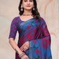 Rajwada Light Blue And Wine Cotton Blend Printed Saree For Women