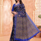 Rajwada Navy Blue Cotton Blend Printed Saree For Women