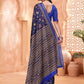 Rajwada Navy Blue Cotton Blend Printed Saree For Women