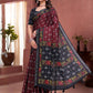 Rajwada Maroon Cotton Blend Printed Saree For Women