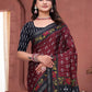 Rajwada Maroon Cotton Blend Printed Saree For Women
