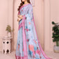 Rajwada Light Blue Cotton Printed Saree For Women