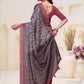 Rajwada Mauve Grey Cotton Blend Printed Saree For Women