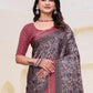 Rajwada Mauve Grey Cotton Blend Printed Saree For Women