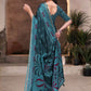 Rajwada Deep Green And Blue Cotton Blend Printed Saree For Women