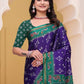 Rajwada Violet Cotton Blend Printed Saree For Women
