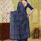 Rajwada Navy Blue Cotton Blend Printed Saree For Women