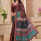Rajwada Brown Cotton Blend Printed Saree For Women