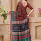 Rajwada Brown Cotton Blend Printed Saree For Women