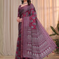 Rajwada Dusty Wine Cotton Blend Printed Saree For Women