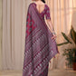 Rajwada Dusty Wine Cotton Blend Printed Saree For Women