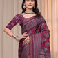 Rajwada Dusty Wine Cotton Blend Printed Saree For Women