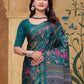 Rajwada Deep Green Cotton Blend Printed Saree For Women