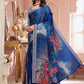 Rajwada Dark Blue Cotton Blend Printed Saree For Women