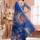 Rajwada Dark Blue Cotton Blend Printed Saree For Women